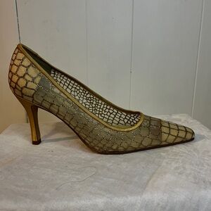 NINA: Gold Mesh Women's Heels